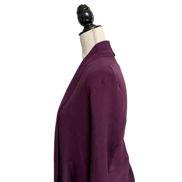 Express Purple Ribbed Open Front Long Cardigan Shawl Collar Size Small - Picture 6 of 13
